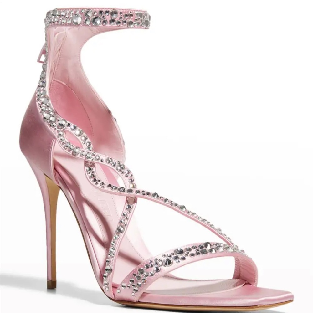 Alexander McQueen Satin Crystal Embellished Stilettos